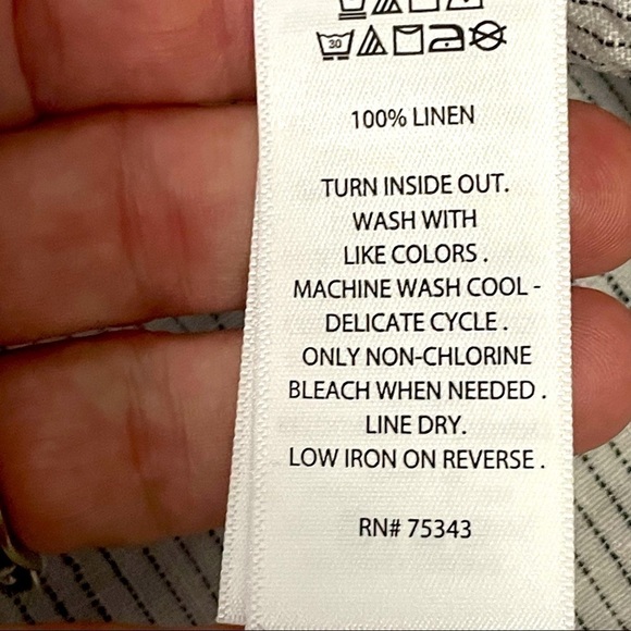 Catherine Malandrino 100% Linen Blouse – White & Black, Size M - Picture 9 of 11